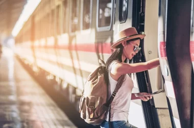 traveler using her travel pass