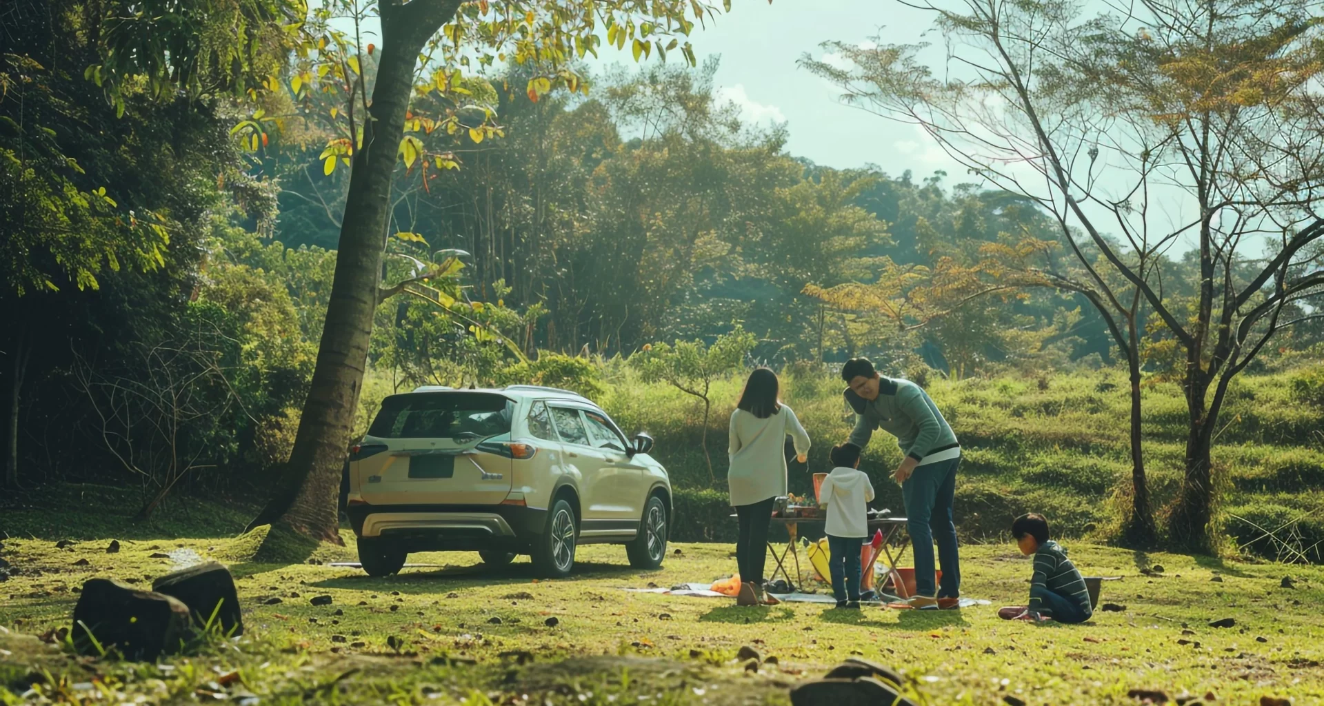 Family enjoying safari adventure during African family travel