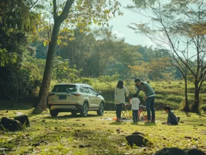 Family enjoying safari adventure during African family travel