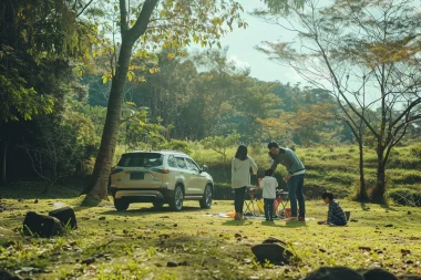 Family enjoying safari adventure during African family travel