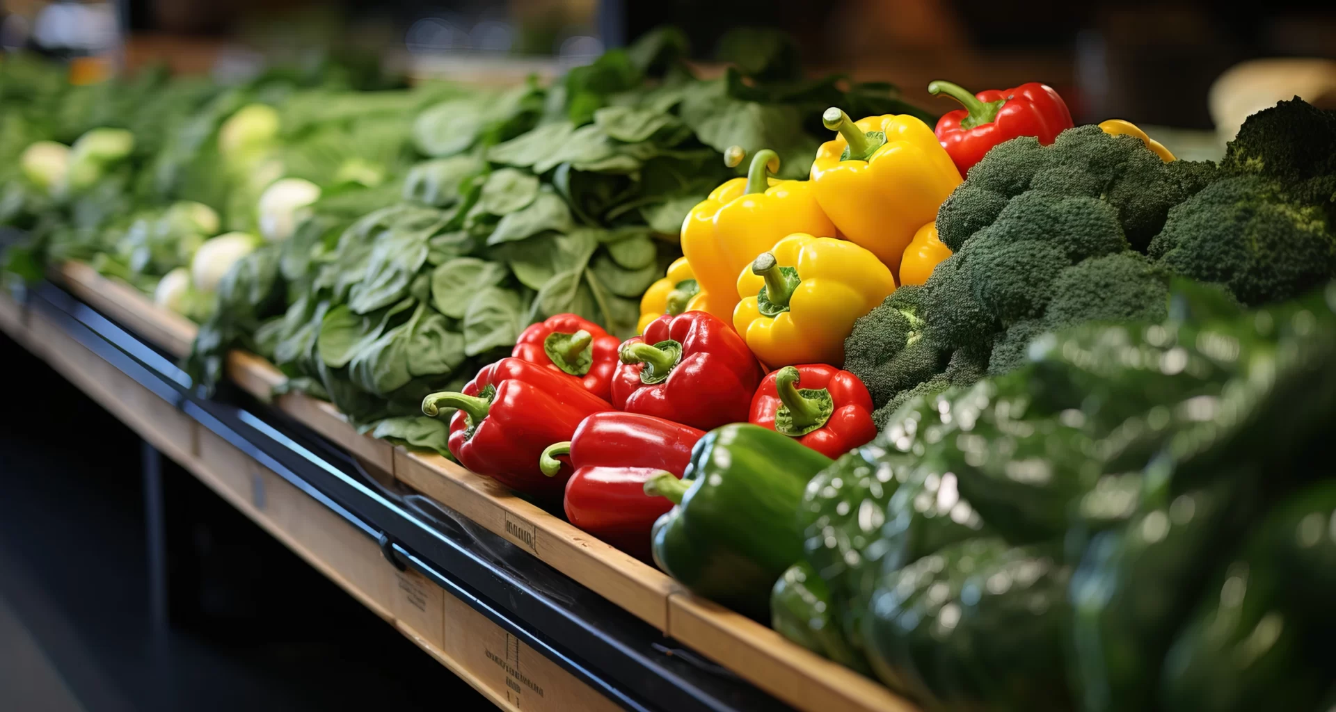 Fresh produce market emphasizing tips for healthier eating